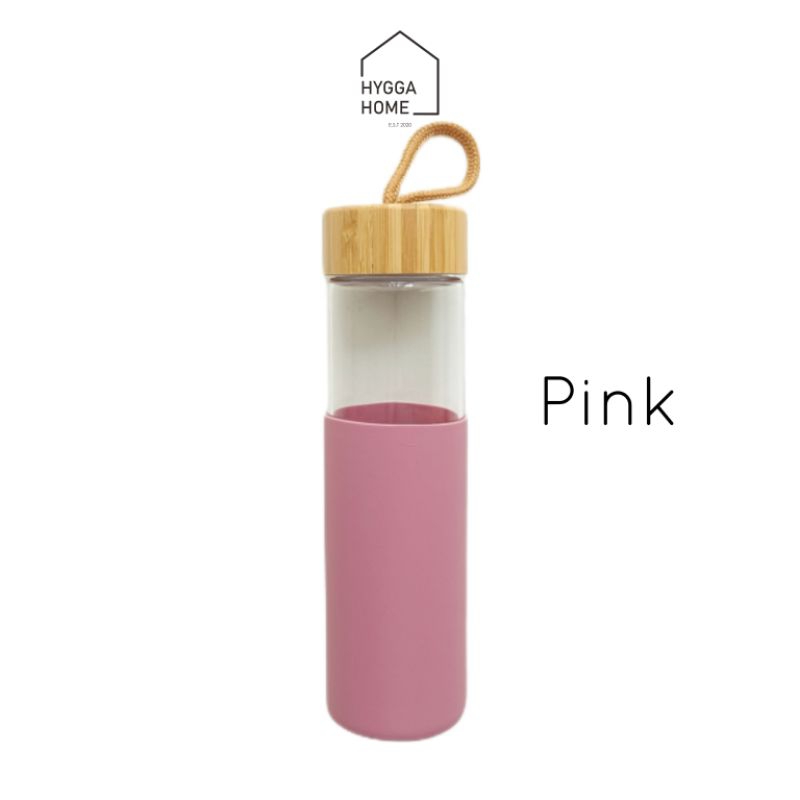 Jual Hygga Home KEN Botol Minum Kaca Estetik Tutup Bambu Silikon/Glass ...