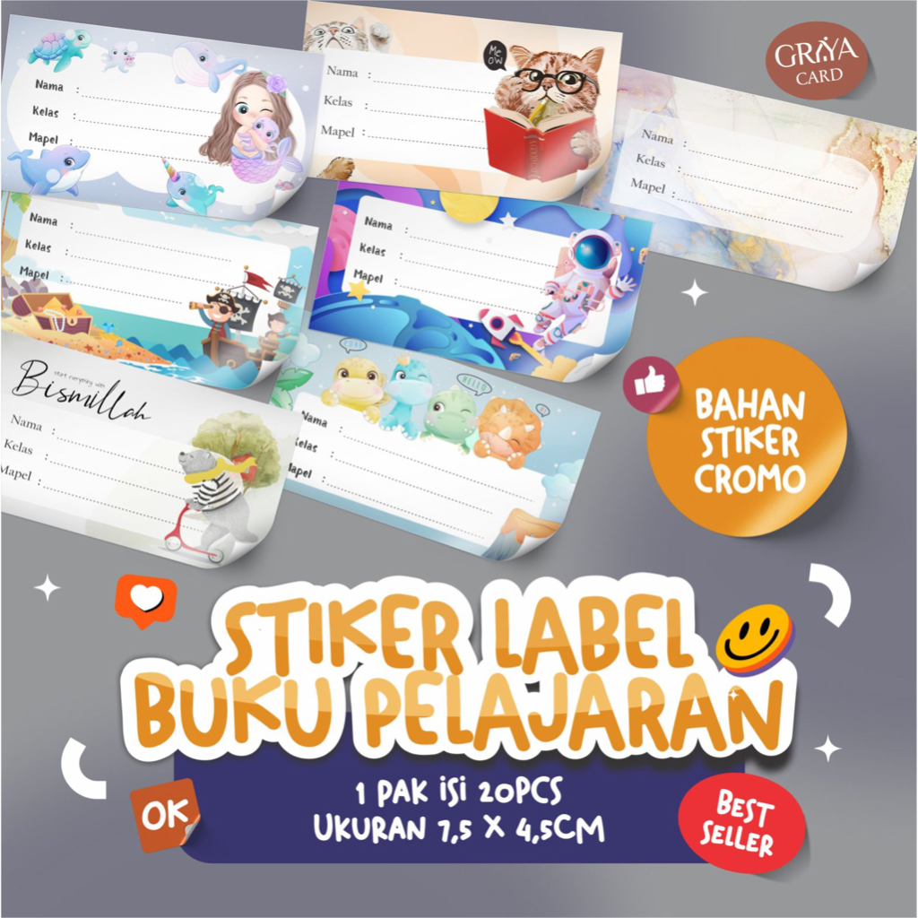 Jual Isi Stiker Mapel Label Buku Pelajaran Sekolah Stiker Mata