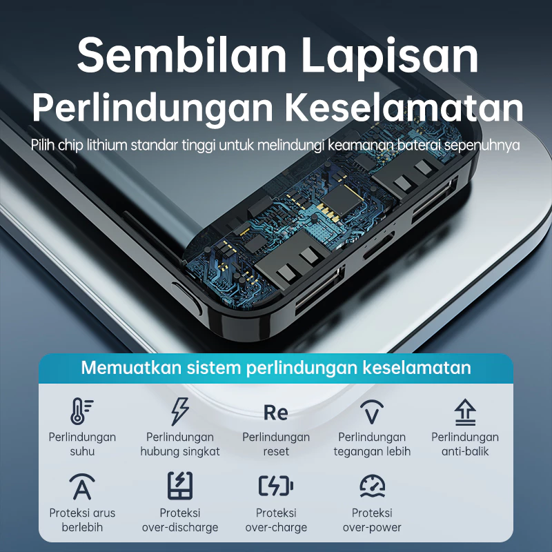 KIVEE Powerbank mini murah Fast charging 10000 mah power bank dual usb Black
