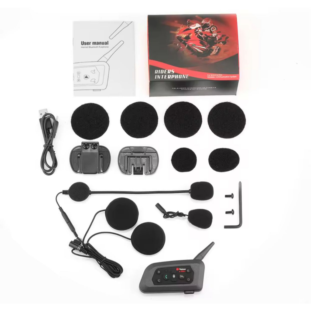 Jual INTERCOM V6 PRO TYPE C BLUETOOTH HELM HEADSET V6 PRO DUALMIC ...
