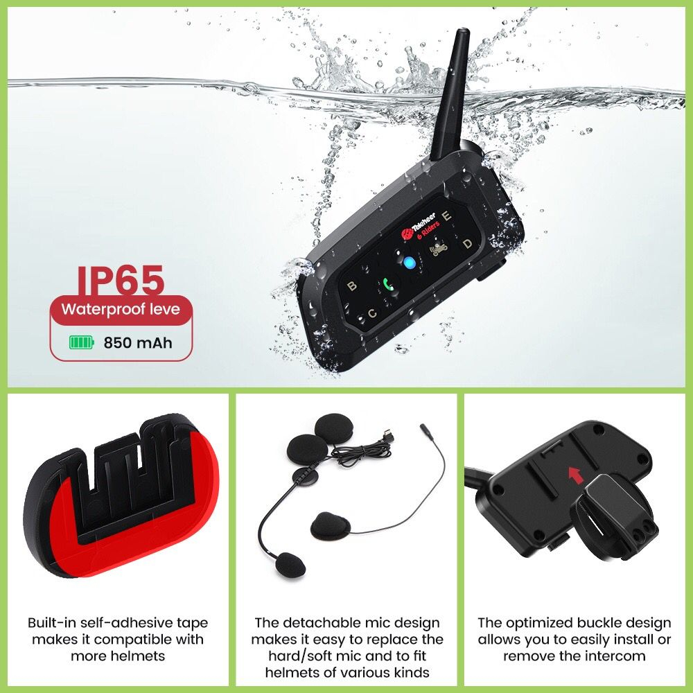 Jual INTERCOM V6 PRO TYPE C BLUETOOTH HELM HEADSET V6 PRO DUALMIC ...