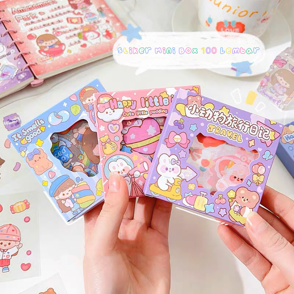 Jual Stiker Box Mini Aesthetic Momo Colourfull Kotak Kecil Journaling Isi Lembar Shopee