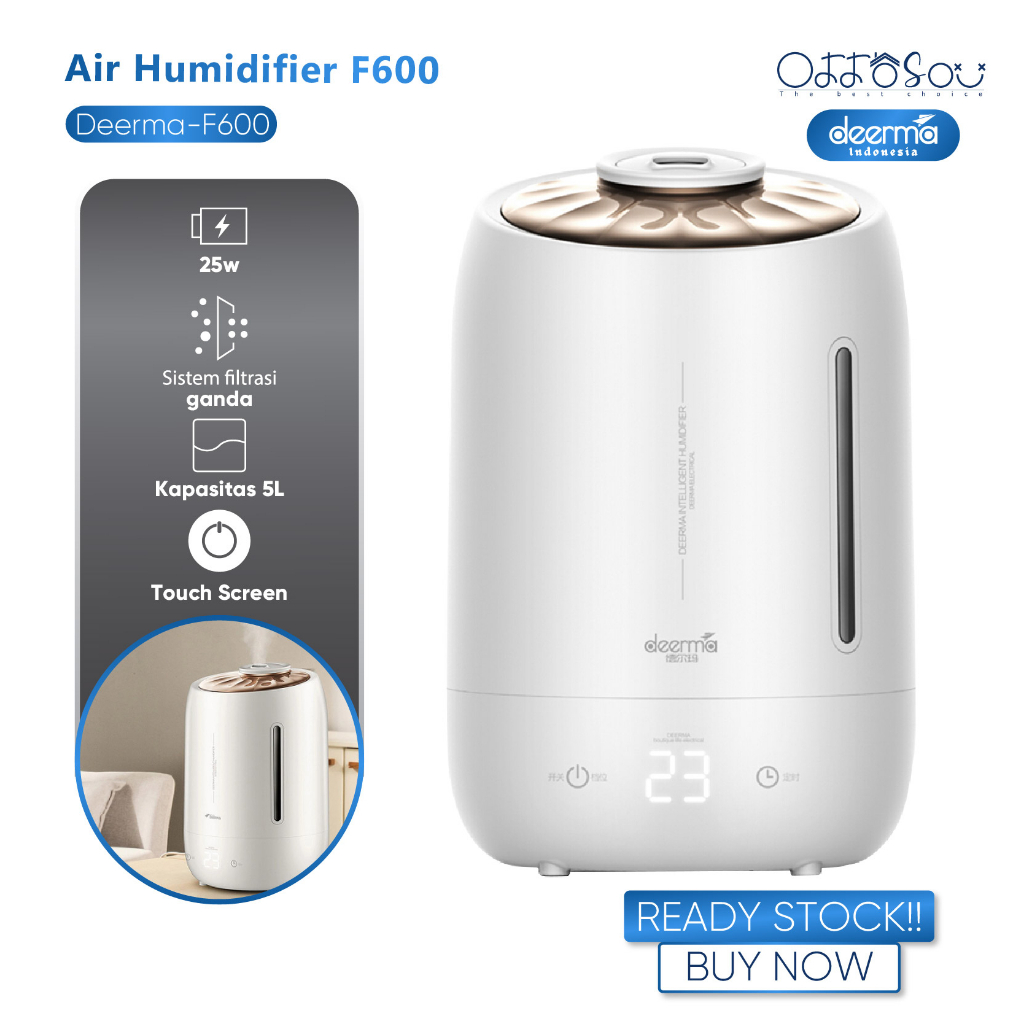 Jual Deerma F600 Air Humidifier Ultrasonic 5l Touch Screen Pelembab