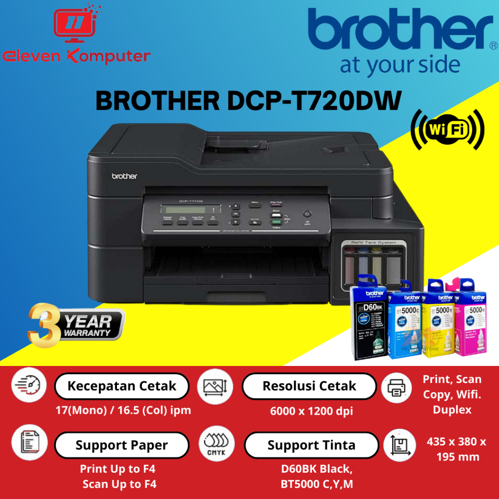 Jual Printer All In One Duplex WIFI - ADF Brother DCP-T720DW Ink Tank ...