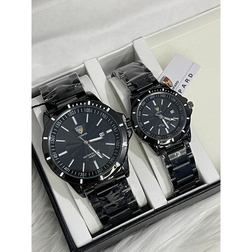 Jam Tangan Couple Pria Wanita Leopard Original Tgl Aktif Strap Rantai LP 8035