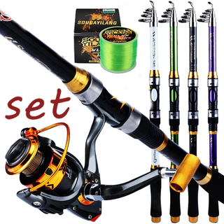 Sougayilang 1.8-3.3M Telescopic Fishing Rod Combo 2000-7000 Spinning  Fishing Reel Spinning Rod Sea Boat Fishing Rod Full Kit