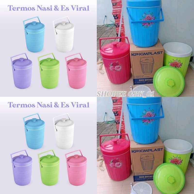 Jual COD 1.5 KG KIMPLAST 17L TRI J TRIJ RICE BUCKET TEMPAT NASI THERMOS ...