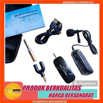Microphone Mic Clip On Wireless UHF Youtuber PRANK VLOG Untuk Smartphone HP Kamera DSLR
