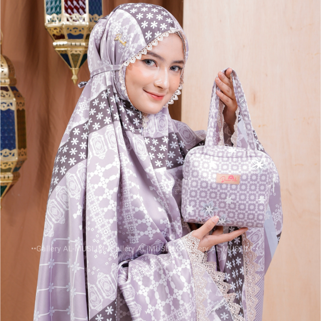 Jual Almuslim Mukena Dewasa Diora Silk 2in1 Laser Cut Jumbo Renda