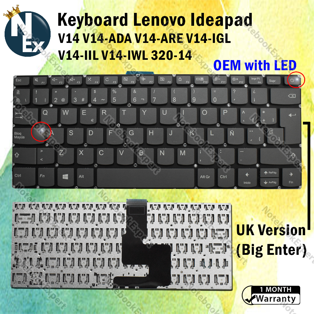 Jual Keyboard for Ideapad V14 V14-ADA V14-ARE V14-IGL V14-IIL V14-IWL ...