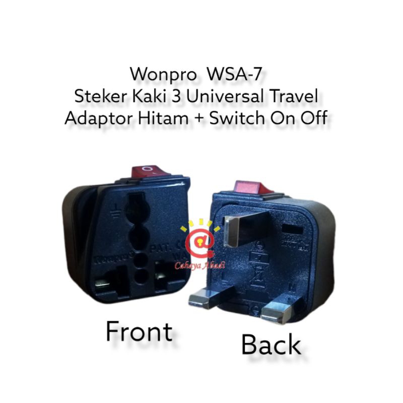Jual Wonpro WSA-7 Steker Kaki 3 Universal Travel Adaptor Hitam + Switch ...