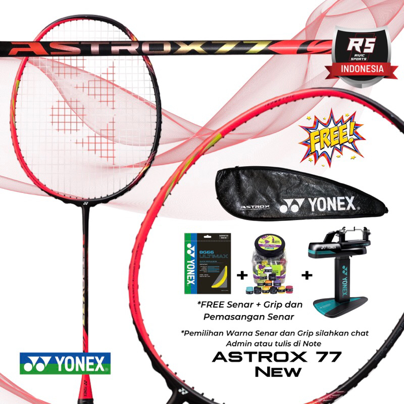 Jual RAKET YONEX ASTROX 77 RED BLACK ORIGINAL FREE SENAR GRIP DAN ...