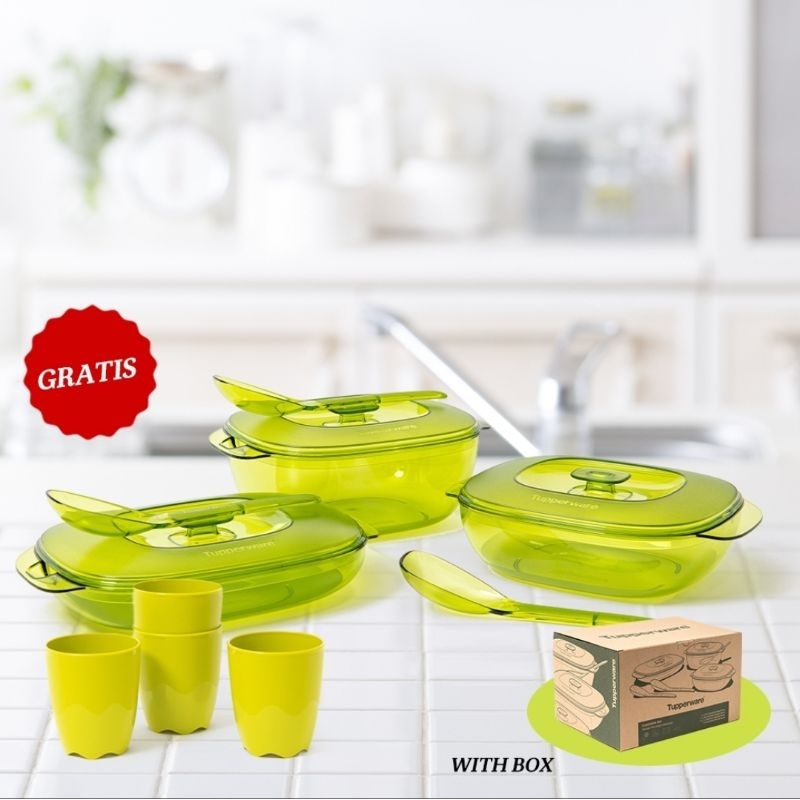 SET HIDANGAN TUPPERWARE, TUPPERWARE SERVING SET (GREEN)