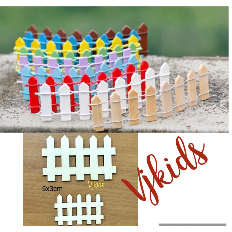 Jual miniatur pagar kayu warna warni utk terrarium, diorama, maket, art