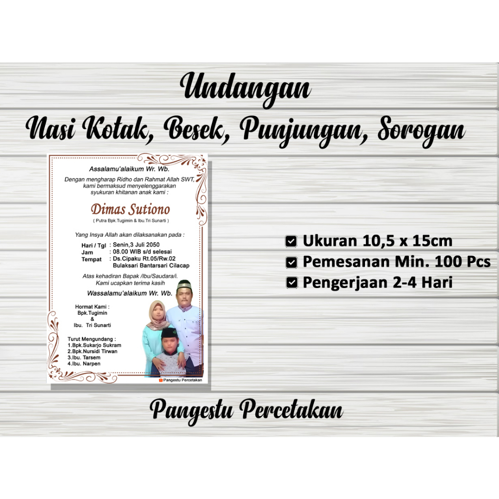 Jual UNDANGAN KHITANAN | UNDANGAN SUNATAN | CETAK UNDANGAN BESEK
