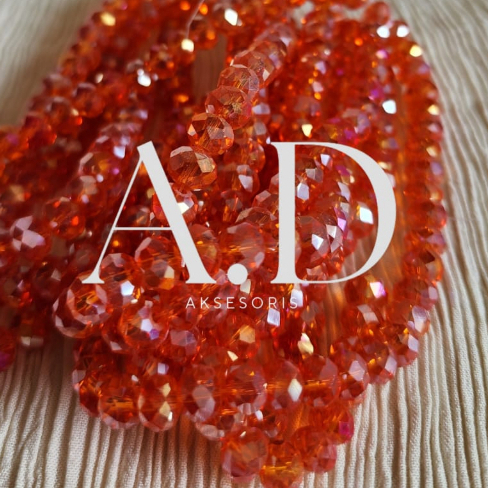 Jual Bahan Craft Manik Kristal Ceko 8mm Crystal Bapao Gepeng RED Merah ...