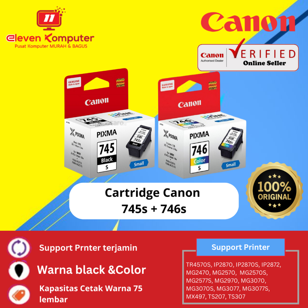 Jual CARTRIDGE CANON 745S BLACK 746S COLOR ORIGINAL | Shopee Indonesia