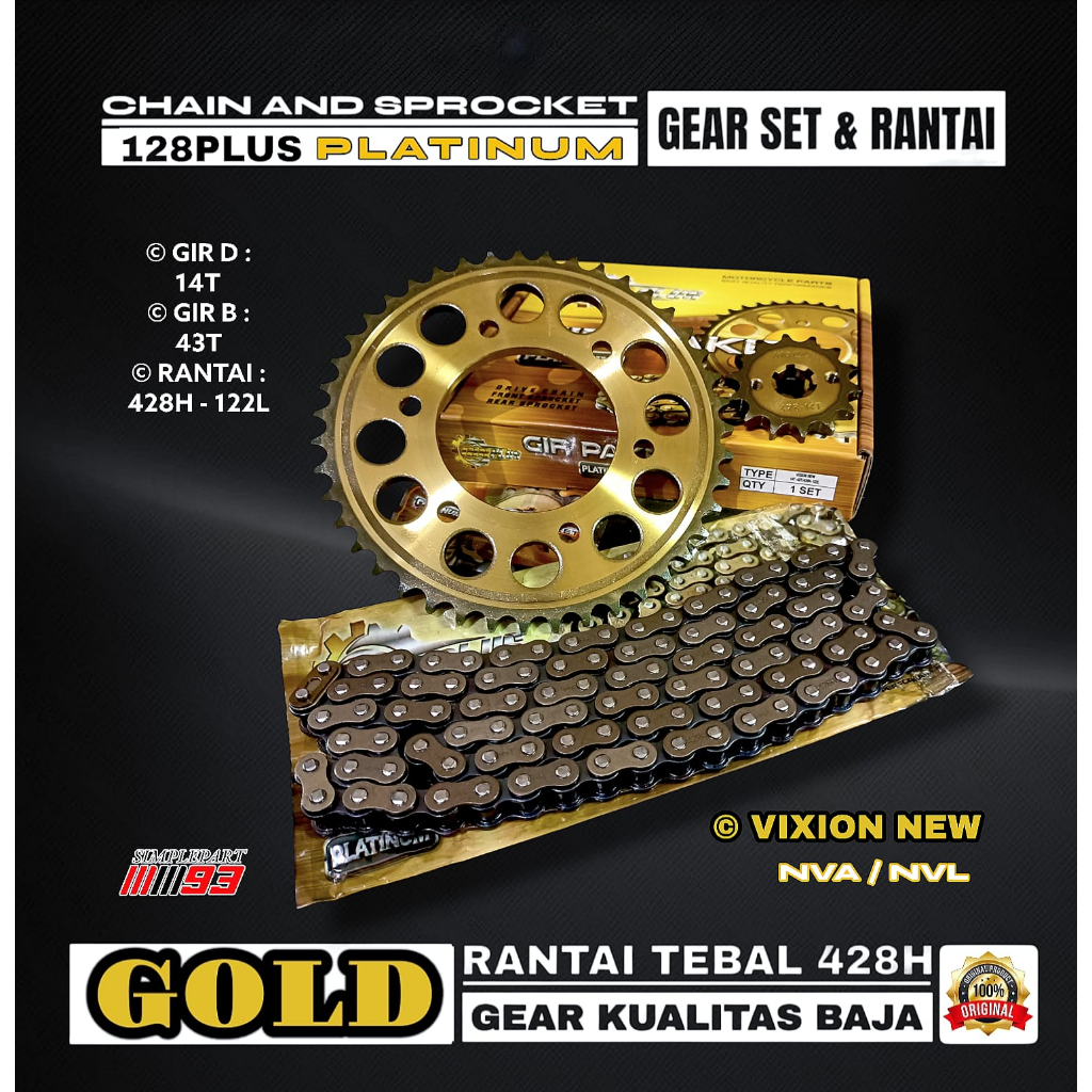 Jual GEAR GIR RANTAI SET PAKET MOTOR YAMAHA - VIXION NEW NVA / NVL ...