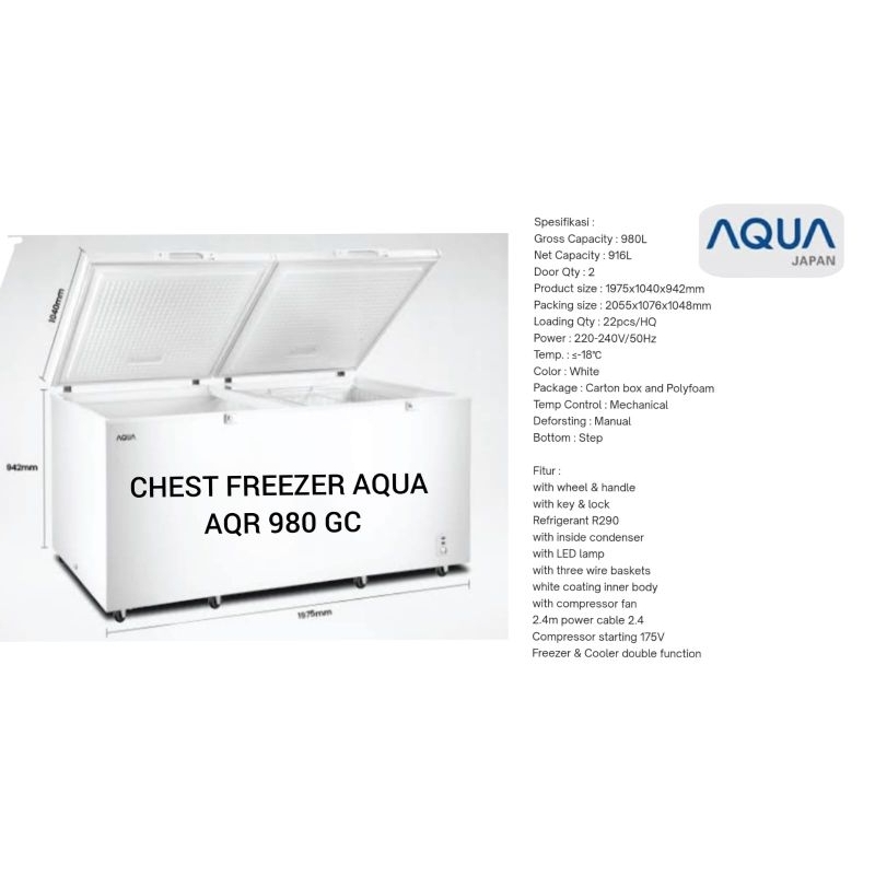 Jual Chest Freezer AQUA BOX AQR 980GC | Shopee Indonesia