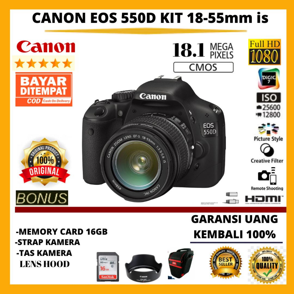 Jual CANON 550D kit 18-55mm IS ll SUPORT MIC EXTERNAL FREE ACCESORIES ...