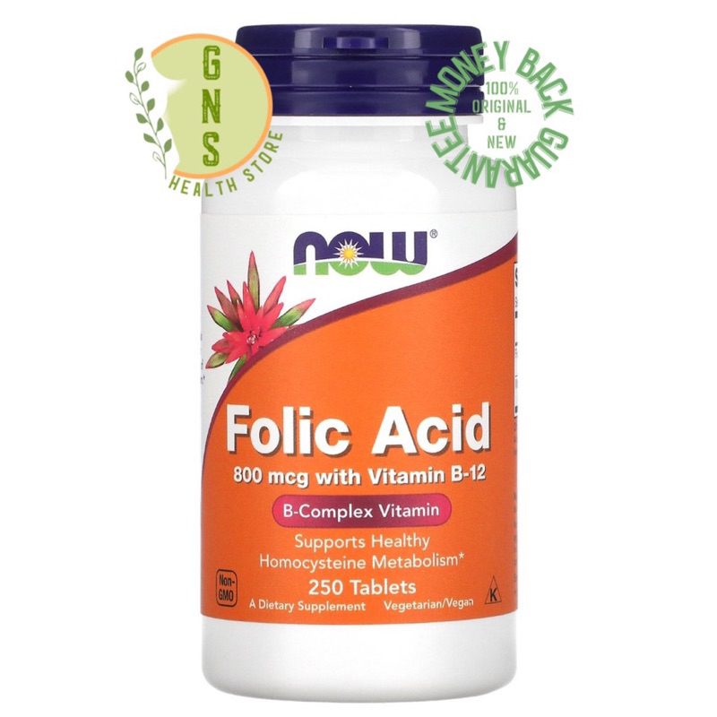 Jual NOW Folic Acid 800 Mcg 800mcg Vitamin B12 Vit B-12 B-Complex Asam ...