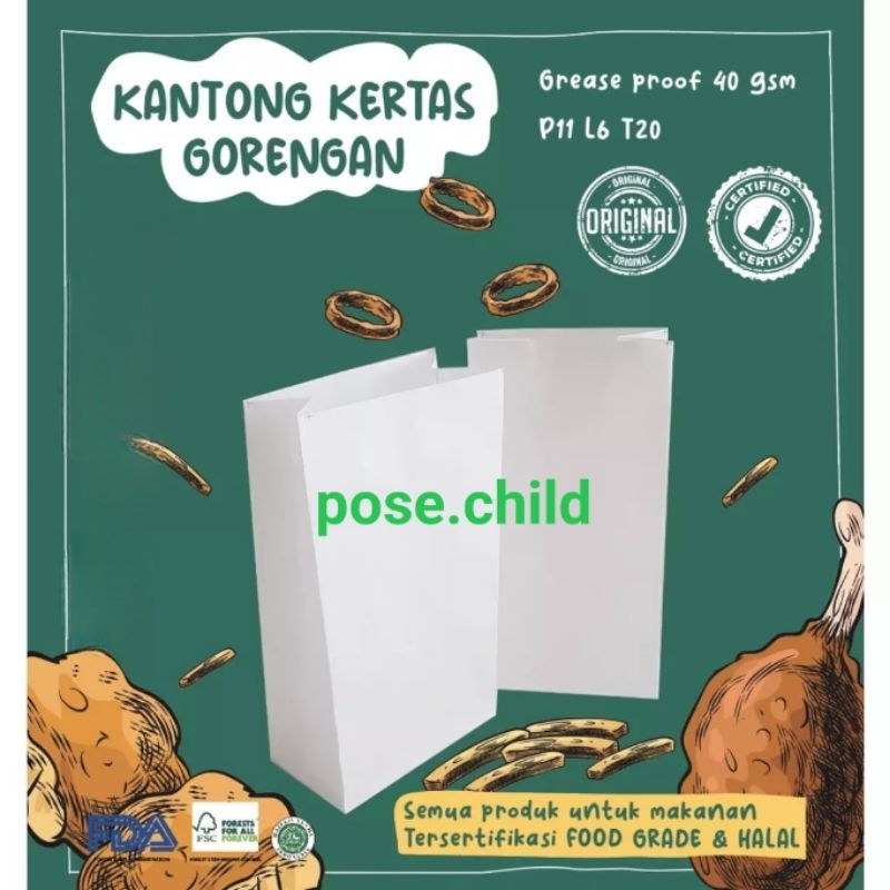 Jual Kantong Kertas Kantong Fried Chicken Paper Bag Gorengan Kantong