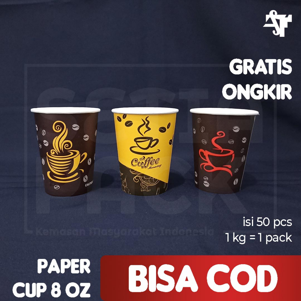 Jual Gelas Kopi Hot Paper Cup 8 Oz Tahan Panas 50pcs | Shopee Indonesia