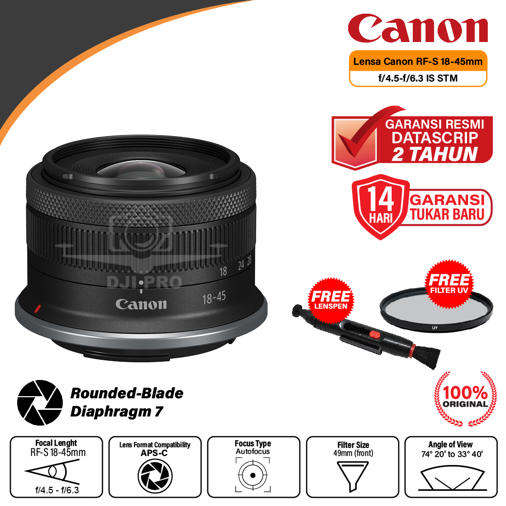 Jual Canon RF-S 18-45mm f4.5-6.3 IS STM Lensa for EOS R - EOS RP RFS 18 ...