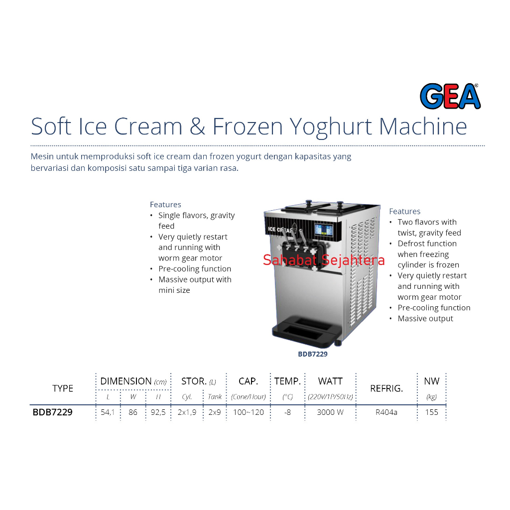 Jual Gea Soft Ice Cream Yoghurt Machine Bdb Mesin Pembuat Soft Es Krim Dan Frozen Yoghurt