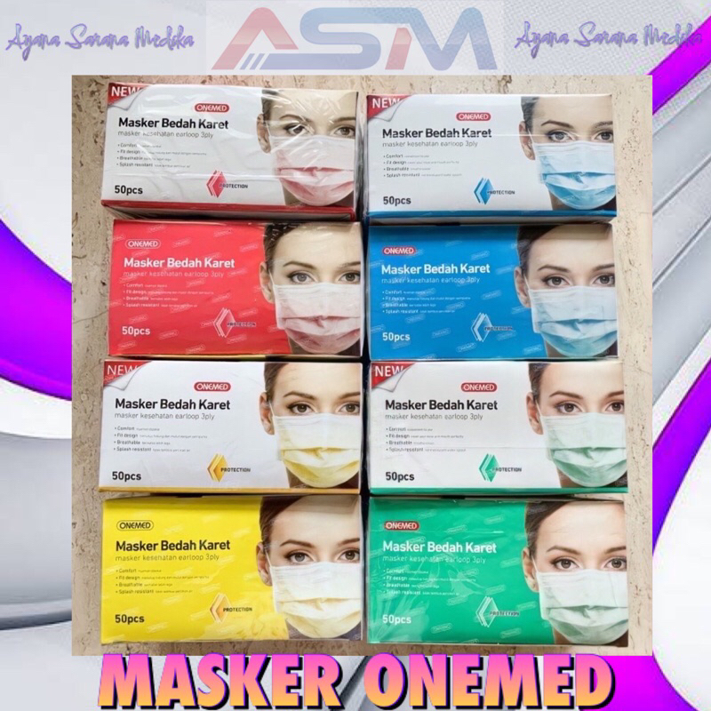 Jual MASKER EARLOOP BEDAH ONEMED MEDIS 3 PLY ISI 50 ORI | Shopee Indonesia