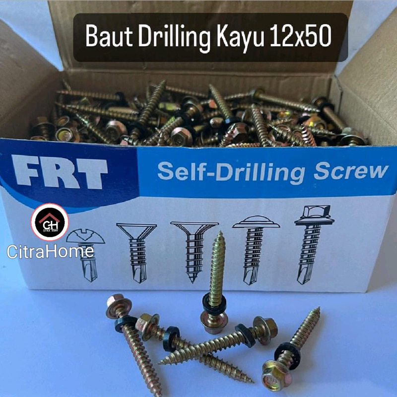 Jual Baut /Skrup Drilling Kayu 12x50 FRT | Shopee Indonesia