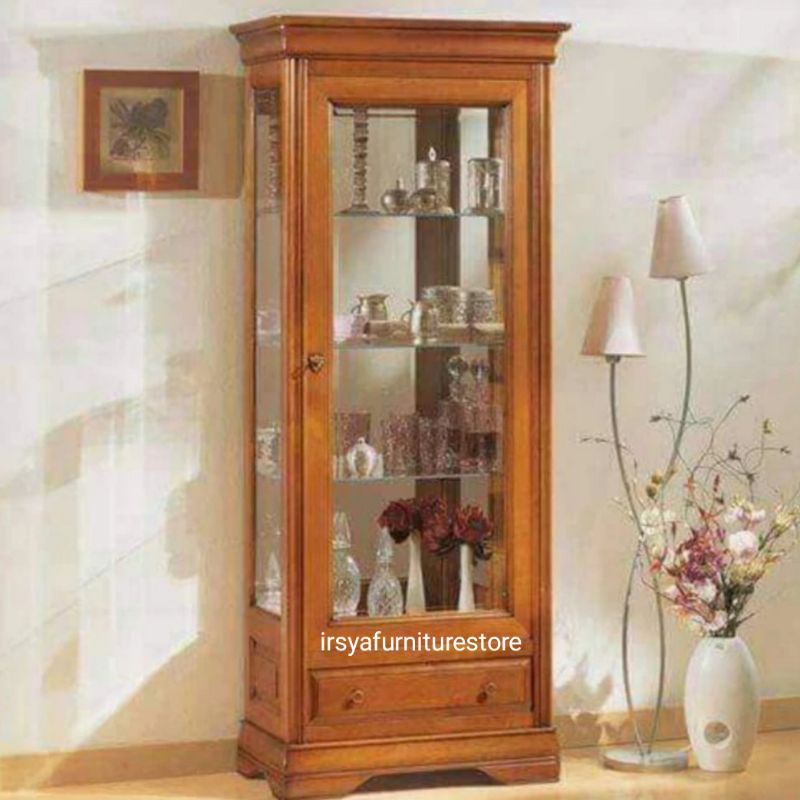 Jual Lemari Kaca Minimalis Kayu Jati ( Full Kaca) | Shopee Indonesia