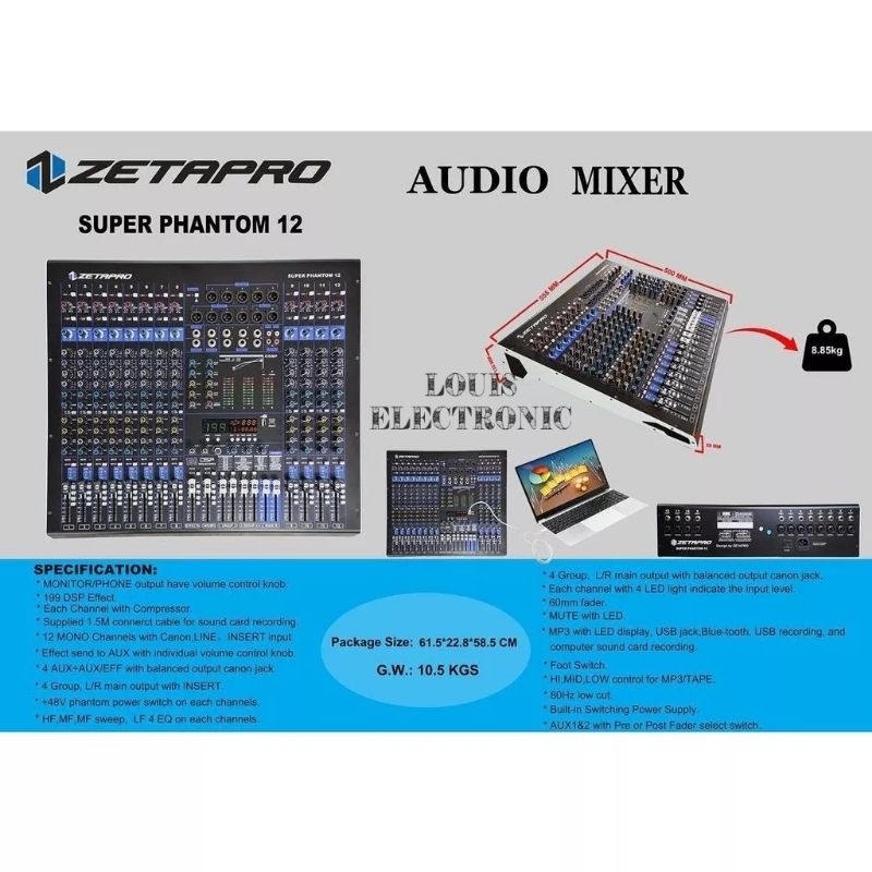 Jual Mixer Audio ZETAPRO SUPER PHANTOM 12 12 Channel Compressor ORIGINAL Shopee Indonesia