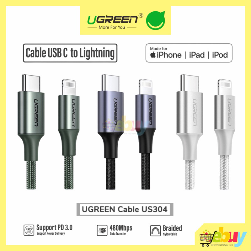 Jual Ugreen Kabel Charger Usb C To Lightning Cable Mfi Certified For Iphone Aluminum Shell