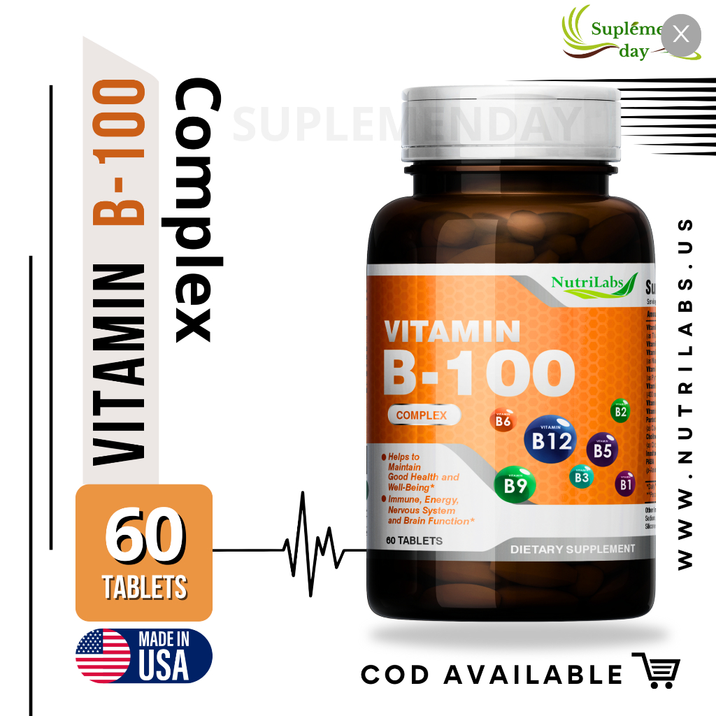 Jual VITAMIN B COMPLEX NUTRILABS B100 isi 60 TABLETS ORIGINAL USA