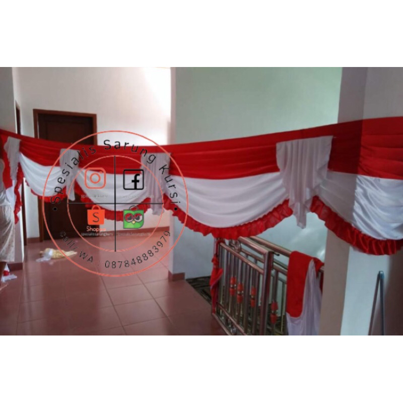 Jual rumbai tenda merah putih per 1 meter | Shopee Indonesia