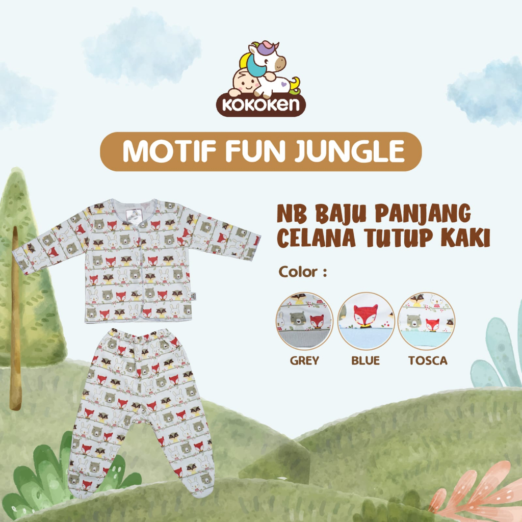 Jual Kokoken Baju Celana Bayi New Born Motif Fun Jungle Shopee Indonesia