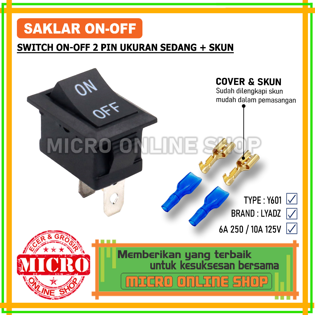 Jual Saklar Jenis On-Off 2 Kaki Ukuran Sedang + Skun / Switch On-Off 2 ...