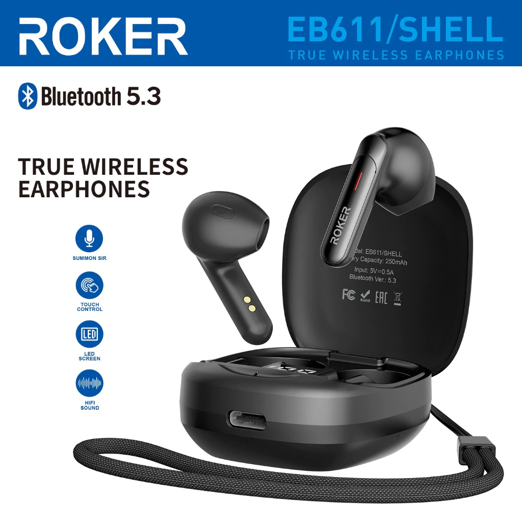 TWS ROKER SHELL EB611 TRUE WIRELESS EARBUD TWS BLUETOOTH 5.3