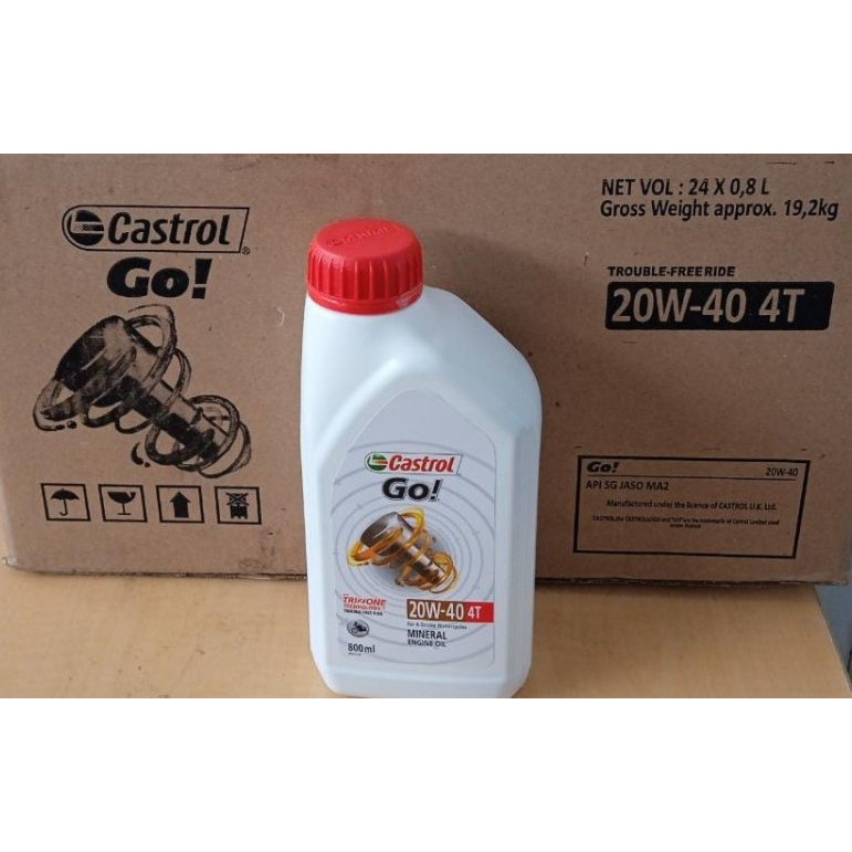 Jual Oli Motor Castrol Go 4T 800 ml 20W-40 Harga 1 Dus isi 24 Botol ...