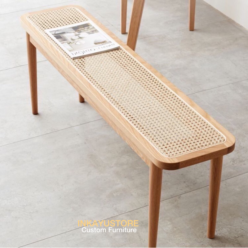Jual BENCH KAYU JATI SOLID DENGAN ANYAMAN ROTAN | BNGKU JATI KEKINIAN ...