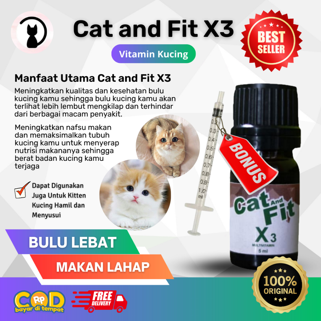 Jual Cat And Fit X3 Multivitamin kucing gemuk bulu lebat cocok untuk