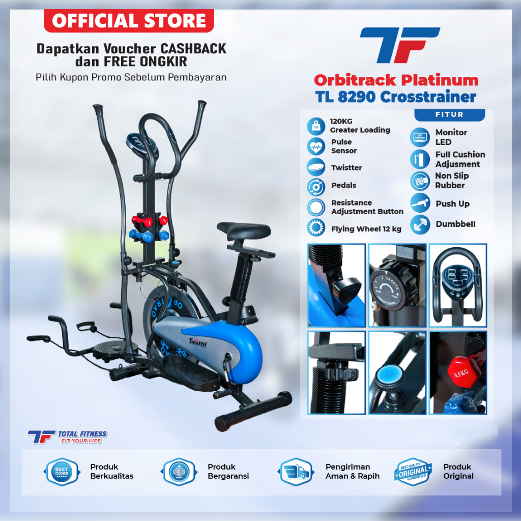 Jual Sepeda Statis Total Fitness Orbitrack Plat Alat Olahraga Rumahan Shopee Indonesia