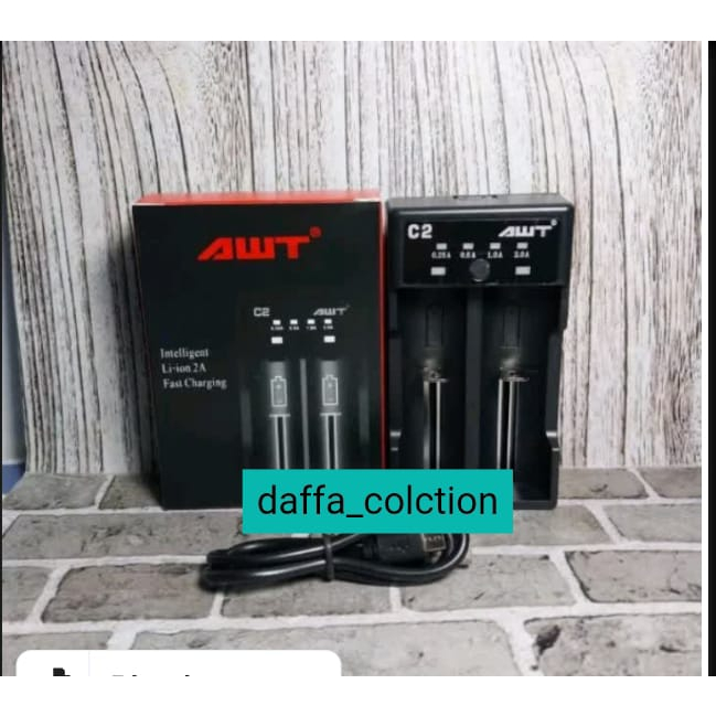 Jual paket lengkap carger awt plus 2 pcs batre awt hitam 3000mah ...