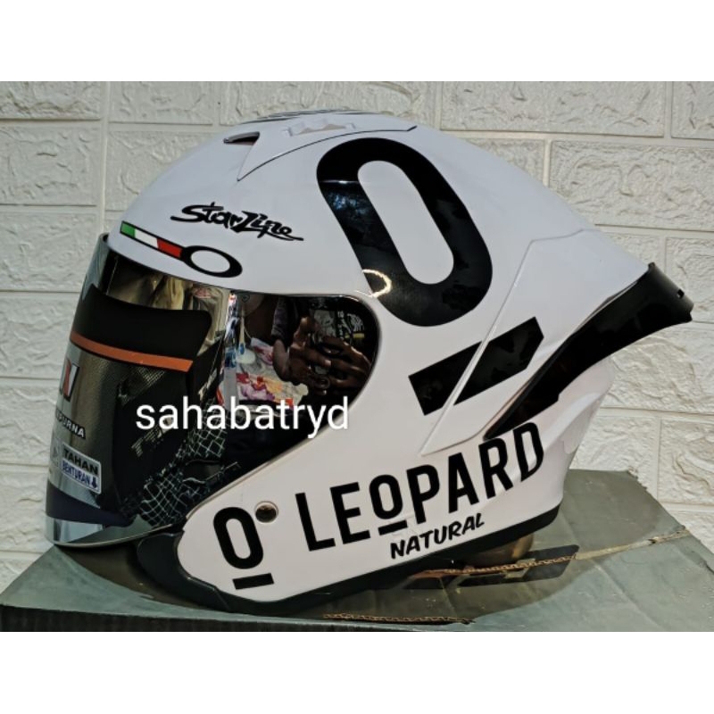 Jual HELM HALF FACE MOTIF MODEL KAIROZ MODIFIKASI LEOPARD PAKET GANTENG