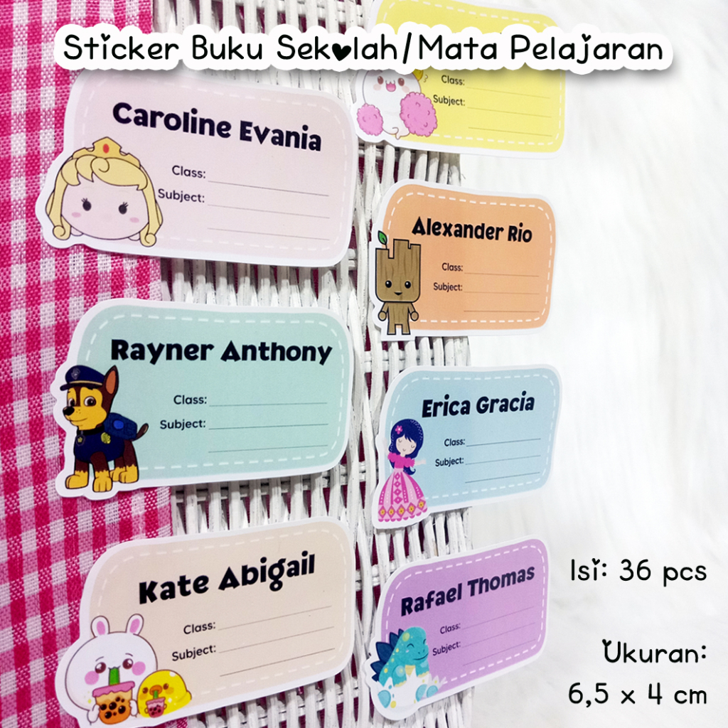 Jual Stiker Nama Buku Sekolah / Sticker Buku / Stiker Buku Anak ...