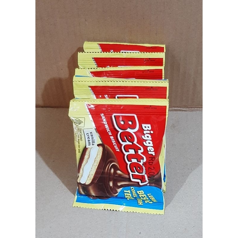 Jual Better Sandwich Coklat Wafer Beter Renceng Isi 10 Sachet X 27g