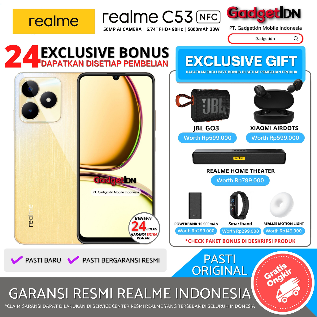 Jual REALME C53 NFC 8/256GB ( + 8GB Extended Ram ) Garansi Resmi Realme ...