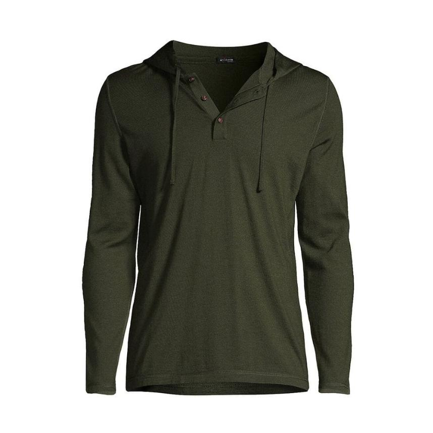 Jual baju kaos pria lengan panjang polos bertopi memiliki tiga kancing