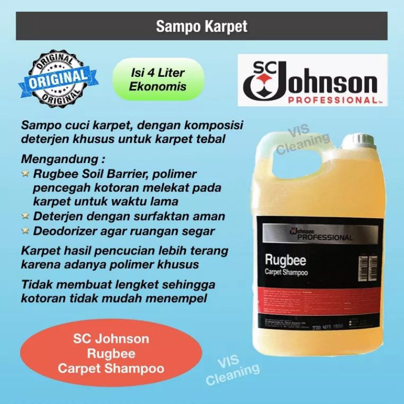 Jual SC Johnson Rugbee / Carpet Shampoo 4 L (Sampo karpet) | Shopee ...